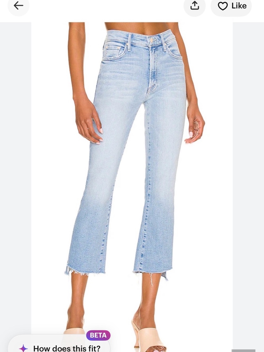 MOTHER Light Blue High-Rise Cropped Flare Jeans